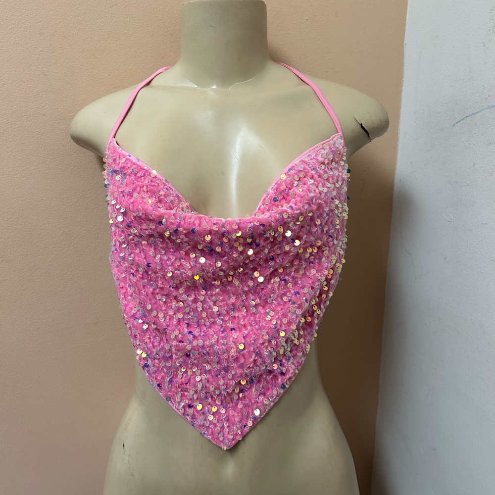 SHEIN Pink Sequin Embellished Top